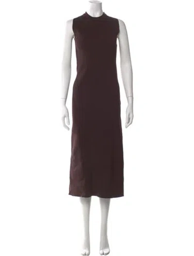 Pre-owned Jil Sander Mock Neck Midi Length Dress In Brown