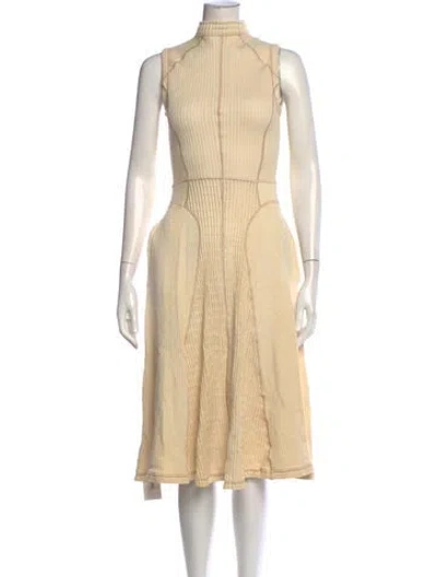 Pre-owned Jil Sander Mock Neck Midi Length Dress In Neutral