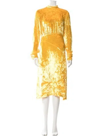 Pre-owned Jil Sander Mock Neck Midi Length Dress In Yellow