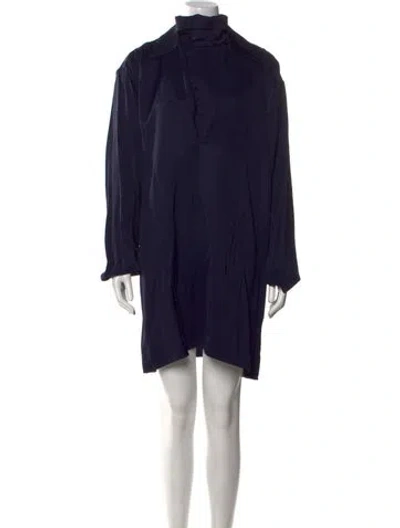 Pre-owned Jil Sander Mock Neck Mini Dress In Blue