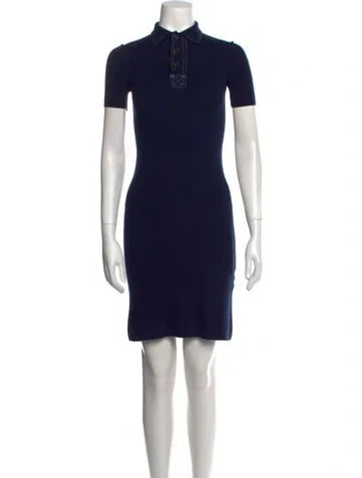 Pre-owned Jil Sander Mock Neck Mini Dress In Blue
