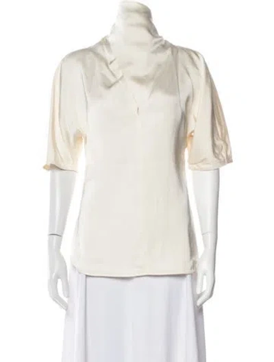 Pre-owned Jil Sander Mock Neck Three-quarter Sleeve Blouse In Neutral
