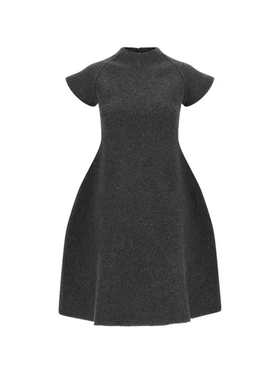Jil Sander Virgin Wool Dress A Line Cap Sleeves In Gray