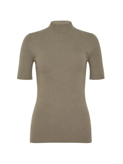 Jil Sander Mock-neck Short-sleeve T-shirt In Green