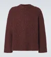 Jil Sander Oversized Crew Neck Sweater In Dark Earth