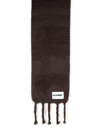 JIL SANDER JIL SANDER MOHAIR AND CHOCOLATE WOOL SCARF