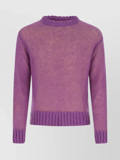 Jil Sander Mohair Blend Crew Neck Sweater In Purple