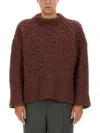 Jil Sander Chunky-knit Mock-neck Jumper In Brown