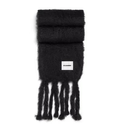 Jil Sander Mohair-blend Scarf In Black