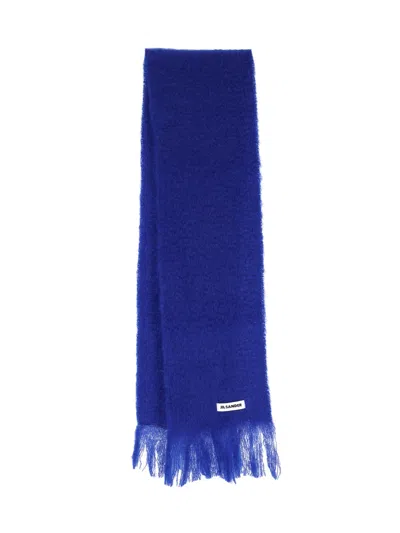 Jil Sander Mohair Blend Scarf In Blue