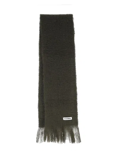 Jil Sander Mohair Blend Scarf In Green