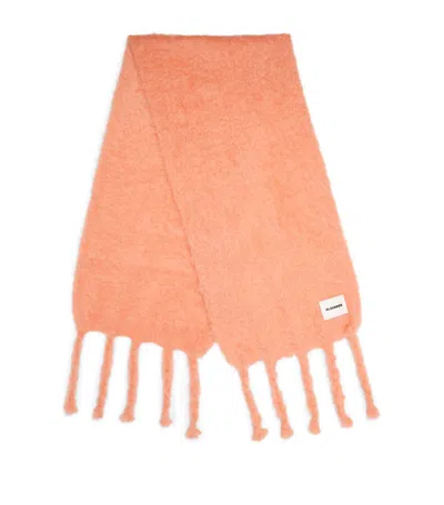 Jil Sander Knitted Mohair Scarf In Orange