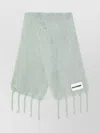 Jil Sander Mohair Blend Scarf With Soft Texture And Fringed Ends In White
