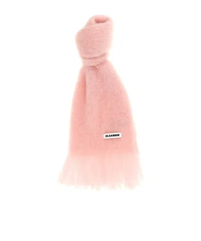 JIL SANDER JIL SANDER BRUSHED LOGO PATCH SCARF