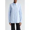Jil Sander Stripe Button Down Monogram Shirt In 494-sunny Sky