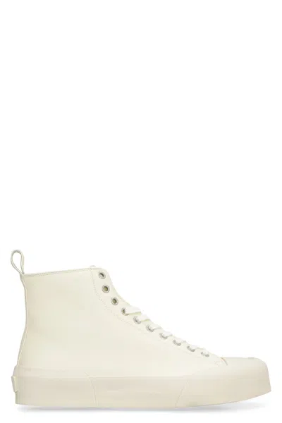 Jil Sander Ovine Leather High-top Sneaker In White