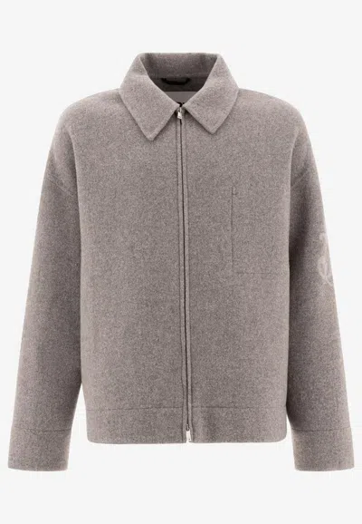 JIL SANDER MONOGRAM ZIP-UP WOOL JACKET