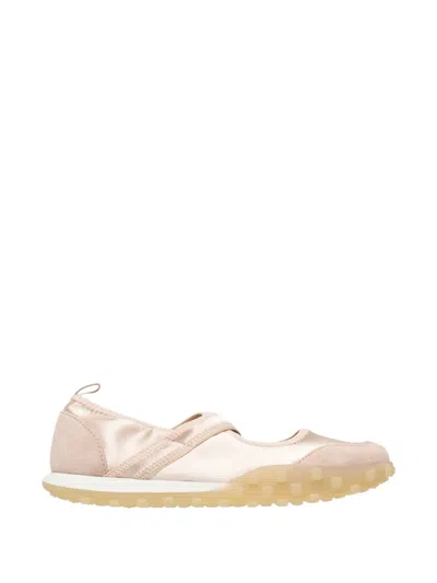 Jil Sander Moon Ballerina Satin-finish Suede-panel Sneakers In Neutral