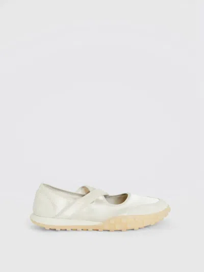 Jil Sander Moon Nylon And Suede Ballet Flats In White