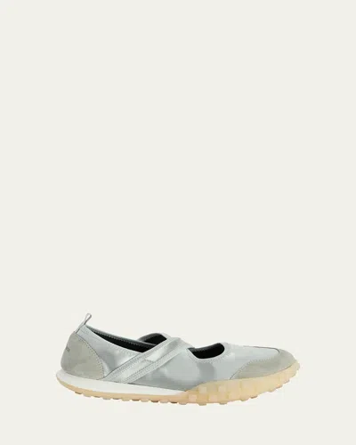 Jil Sander Moon Satin And Suede Sneaker Ballerina Flats In Multi