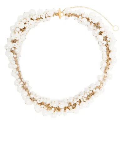Jil Sander Mother Of Pearl Necklace In Gold