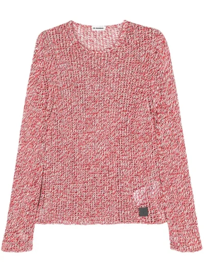 Jil Sander Mouline Open-knit Jumper In Red