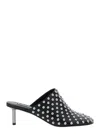 Jil Sander Black Mules With Low Heel And All-over Stud Embellishments In Leather Woman In Black