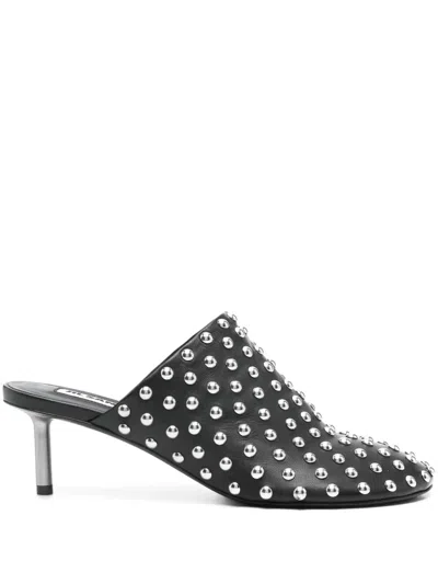 Jil Sander Mule Tachuelas-tacon Metal Negro