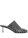 Jil Sander Black Mules With Low Heel And All-over Stud Embellishments In Schwarz