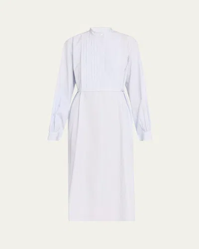 Jil Sander Multi Stripe Cotton Midi Shirtdress In Blue Fly C