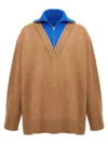 Jil Sander Zipper Detail Long Sleeve Knit Sweater In Multicolor