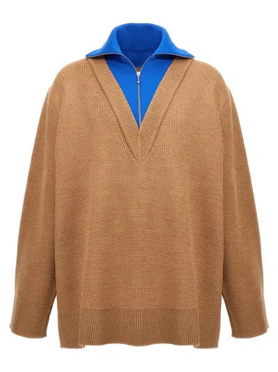 JIL SANDER MULTICOLOR HALF ZIP SWEATER