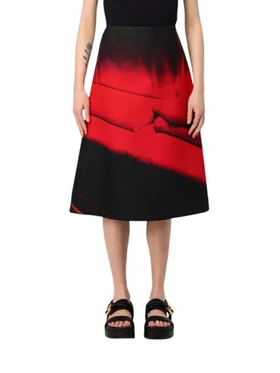 Jil Sander Multicolor Midi Falda In Red