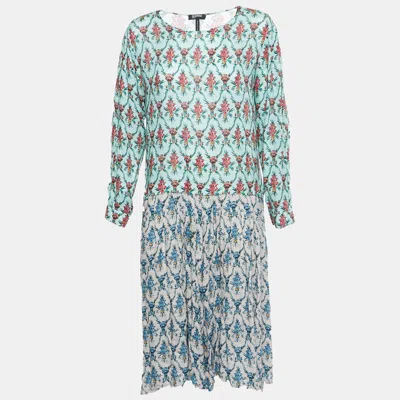 Pre-owned Jil Sander Multicolour Crepe Floral Print Pleated Midi Dress M