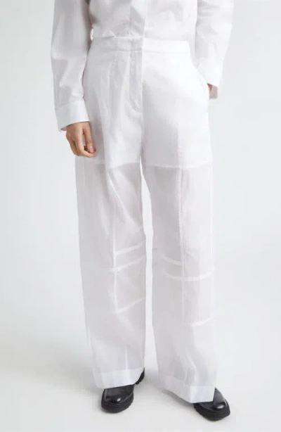 Jil Sander Multicut Cotton Pants In White