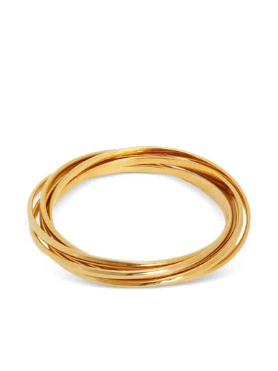 Jil Sander Multilayer Engraved-logo Bracelet In Gold