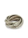 Jil Sander Multilayer Engraved-logo Ring In Silver