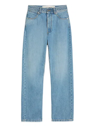 Jil Sander Multi-stitched Logo Regular Denim Trousers In Blue