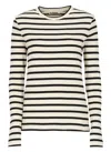 Jil Sander Fine Ribbed Off-white And Black Crew Neck Sweater In White