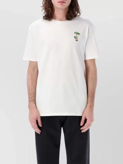 Jil Sander Mushroom Embroidered Crew Neck Short Sleeve In White