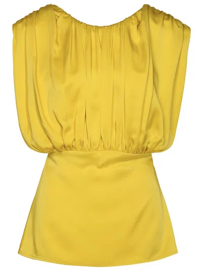 Jil Sander Women's Back Slit Gathered Top In Yellow