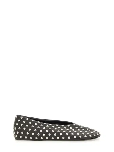 Jil Sander Nappa Ballerina Flats With Metallic Studs In Black