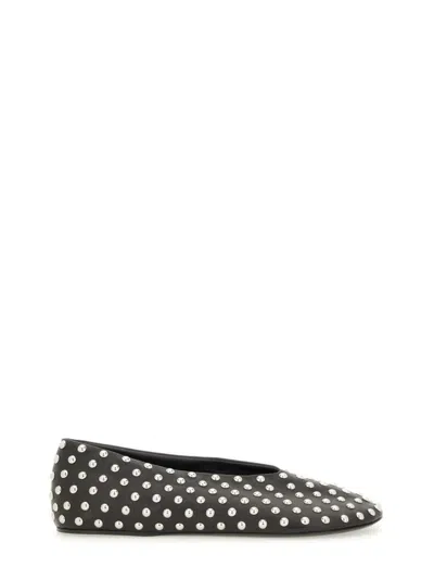 JIL SANDER NAPPA BALLERINA FLATS WITH METALLIC STUDS