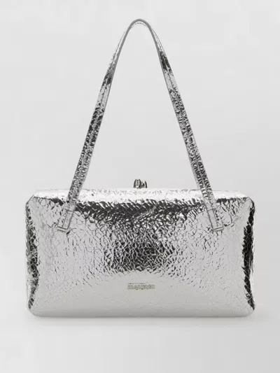Jil Sander Nappa Leather Goji Pillow Shoulder Bag In Silver