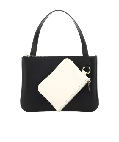 JIL SANDER JIL SANDER LOGO PRINTED ZIPPED CROSSBODY BAG