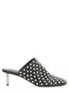 Jil Sander Black Mules With Low Heel And All-over Stud Embellishments In Leather Woman