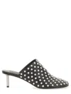 Jil Sander Black Mules With Low Heel And All-over Stud Embellishments In Black