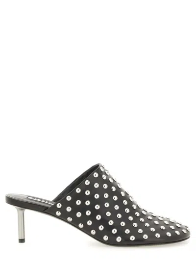 JIL SANDER JIL SANDER NAPPA LEATHER MULES WITH METALLIC STUDS