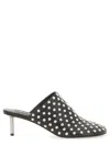 Jil Sander Black Mules With Low Heel And All-over Stud Embellishments In Leather Woman