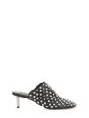 Jil Sander Black Mules With Low Heel And All-over Stud Embellishments In Leather Woman In Black